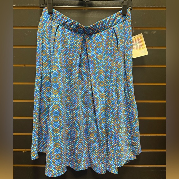 Lularoe Madison Skirt Womens Pockets Pleated Blue Arrow Pull On NWT - Picture 1 of 3